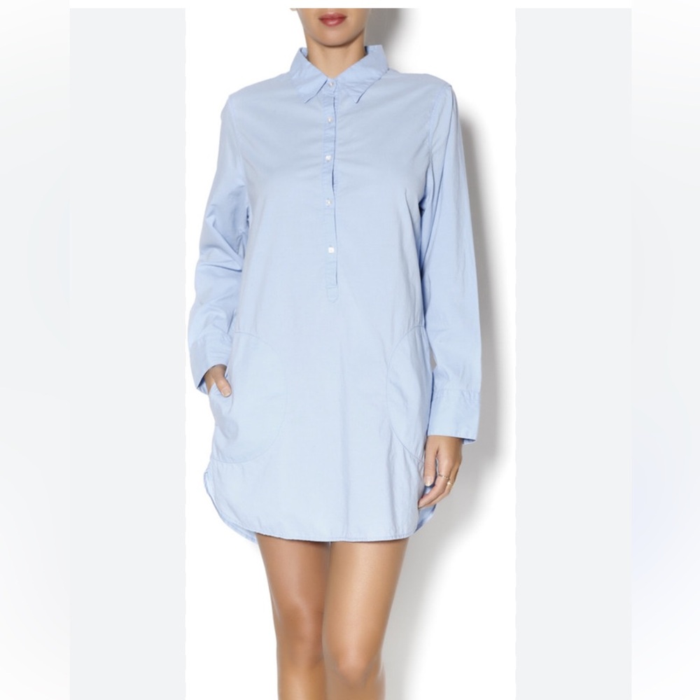 Island Company Vagabond Light Blue Button-Up Shirt Dress size M Pima Cotton